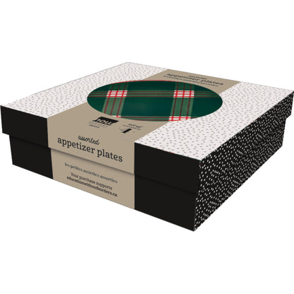 Holiday Plaid Appetizer Christmas Plates Set of 4