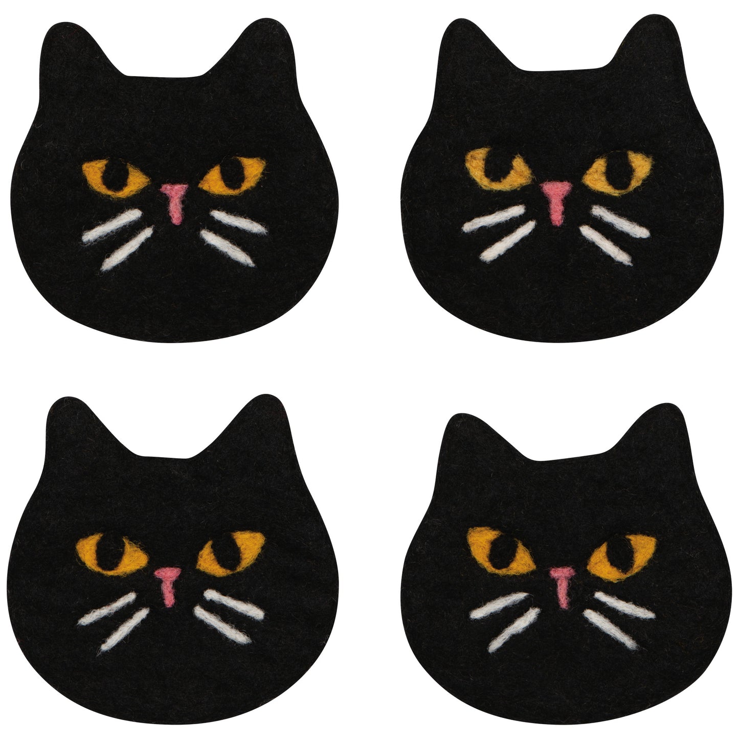 Black Cat Felt Coasters Set of 4