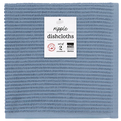 Slate Blue Ripple Dishcloths Set of 2