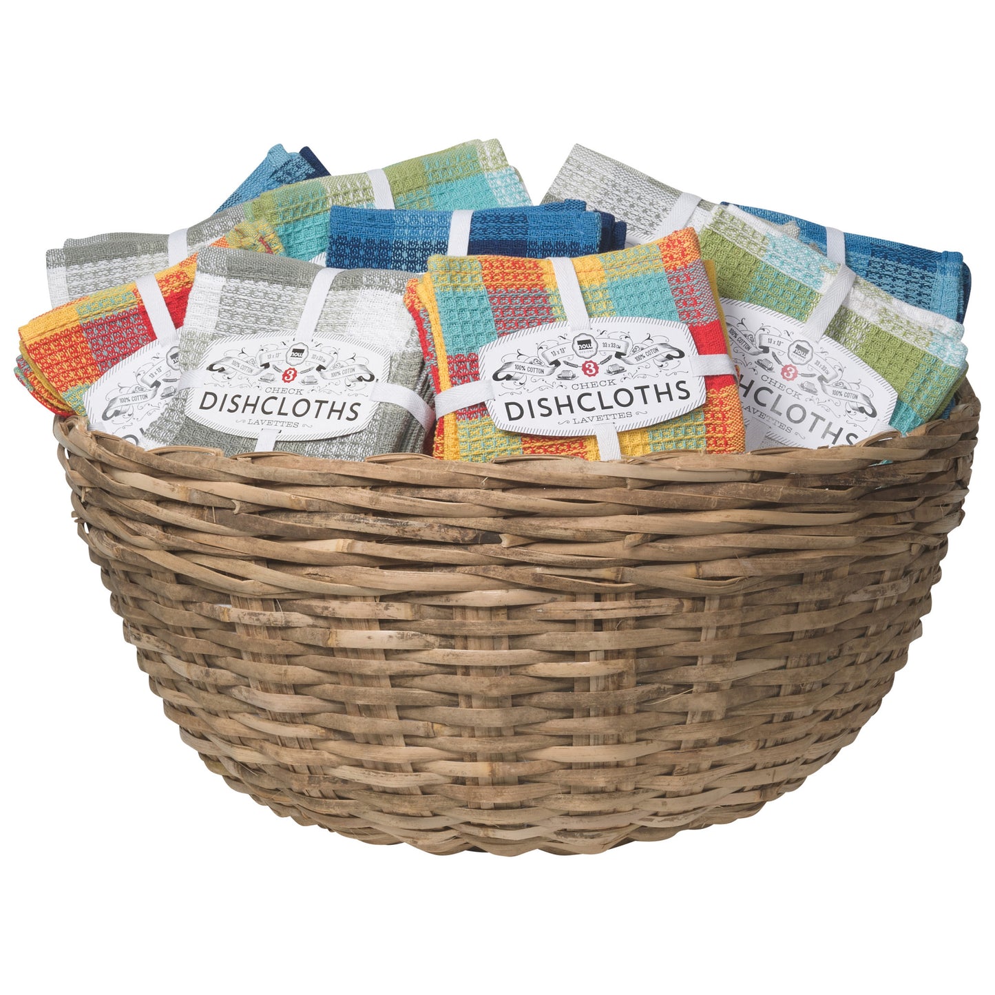 Check-it Dishcloths Sets of 3 - 48 sets in Display Basket