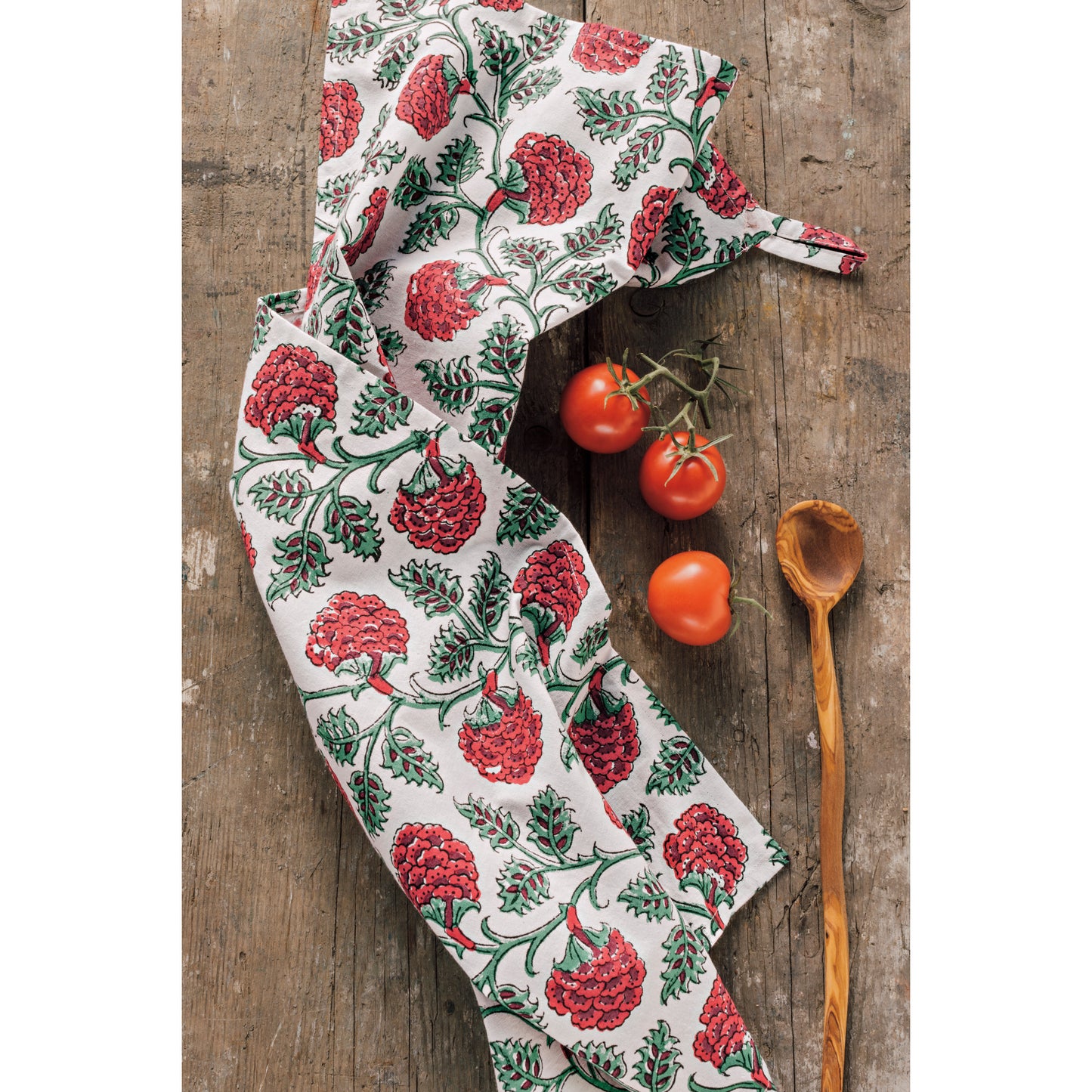 Carnation Block Print Dishtowel