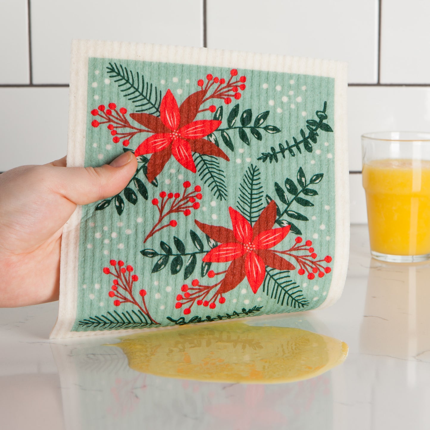 Poinsettia Swedish Dishcloth