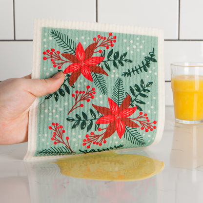 Poinsettia Swedish Dishcloth