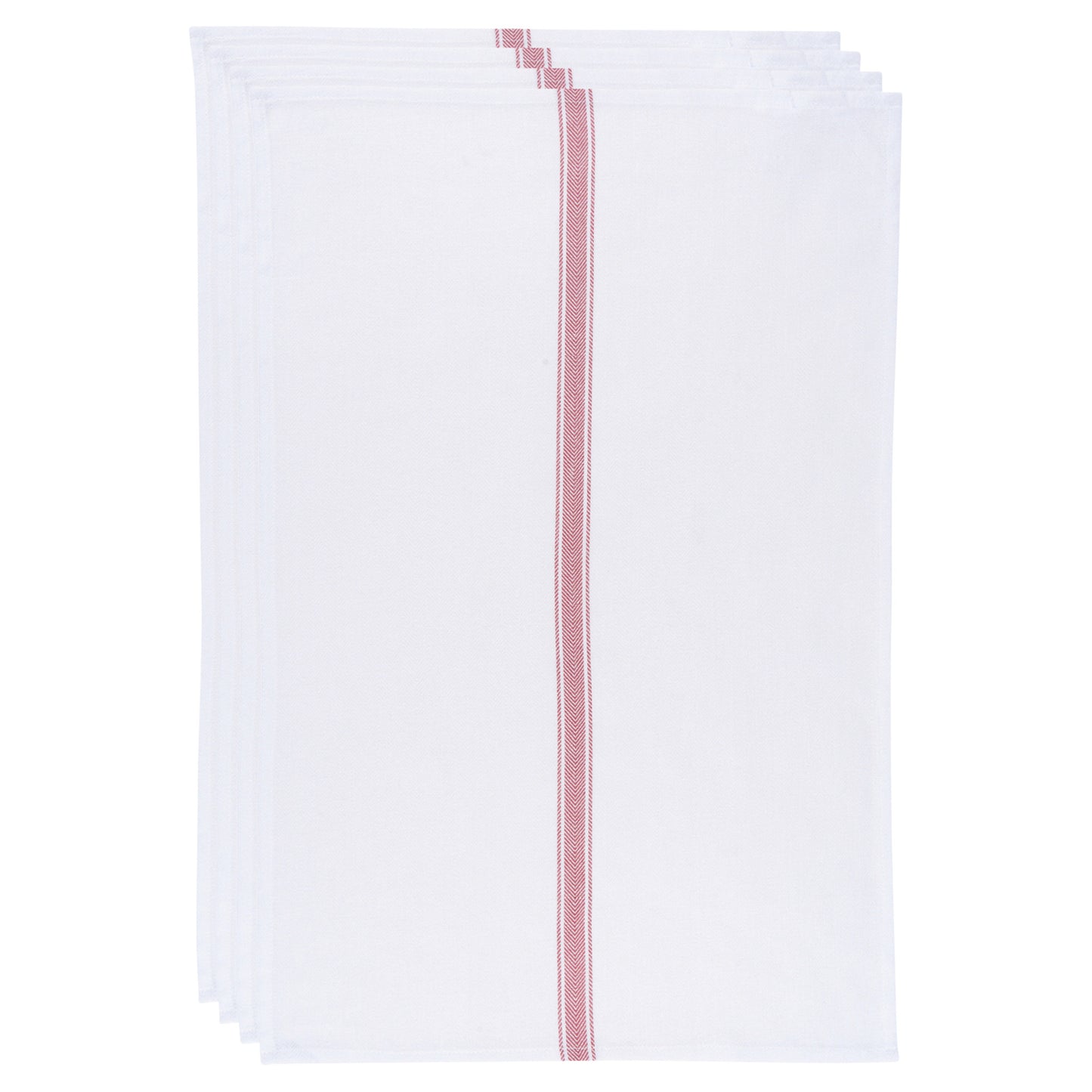 Brooklyn Stripe Poppy Red Dishtowels Set of 4