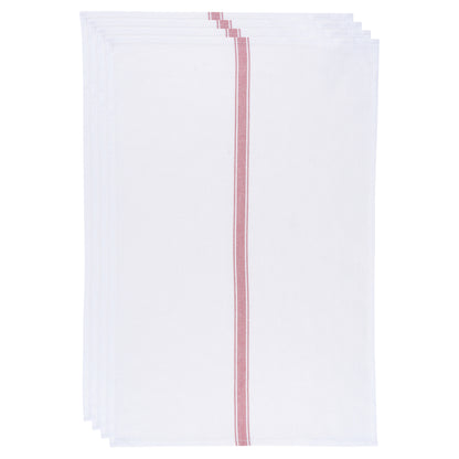 Brooklyn Stripe Poppy Red Dishtowels Set of 4