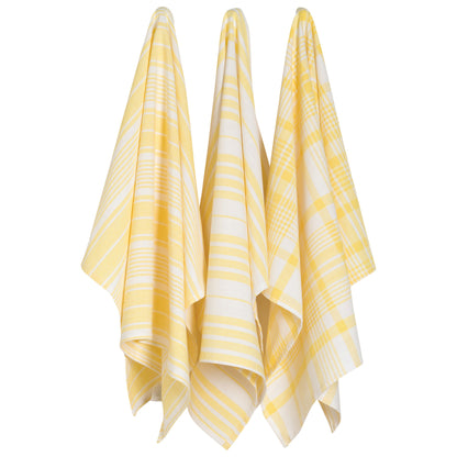 Lemon Yellow Jumbo Dishtowels Set of 3