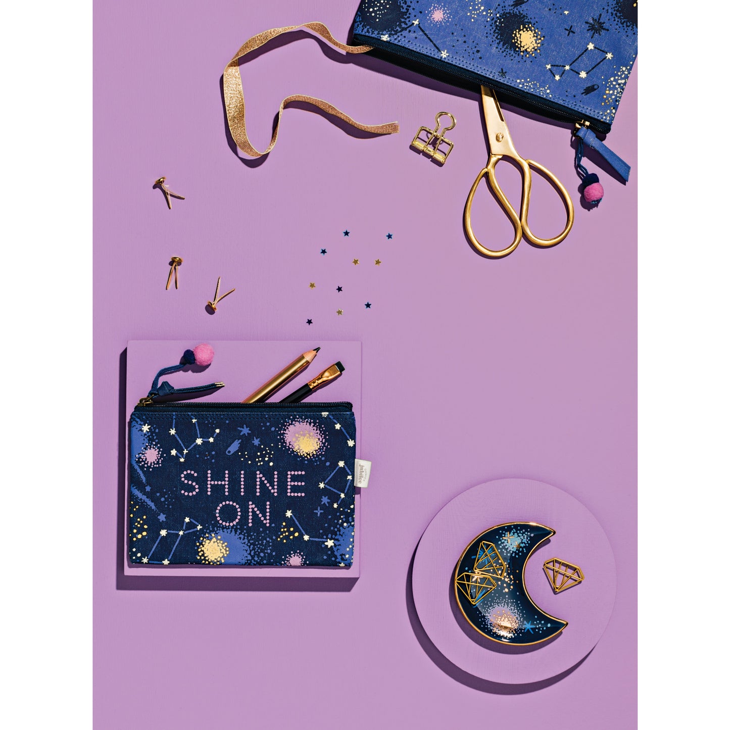 Shine Zipper Pouches Set of 2