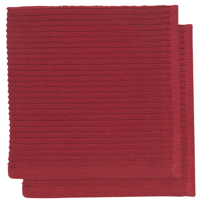 Ripple Carmine Red Dishcloths Set of 2