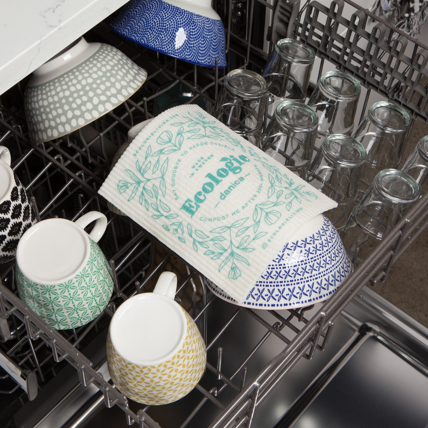 Green Love Swedish Dishcloth