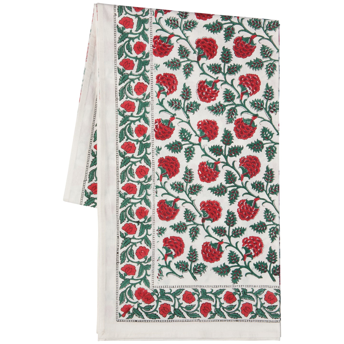 Carnation Block Print Tablecloth 60 x 90 inch