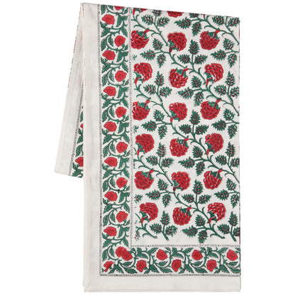 Carnation Block Print Tablecloth 60 x 90 inch