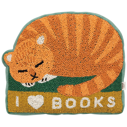 Book Club Beaded Throw Pillow