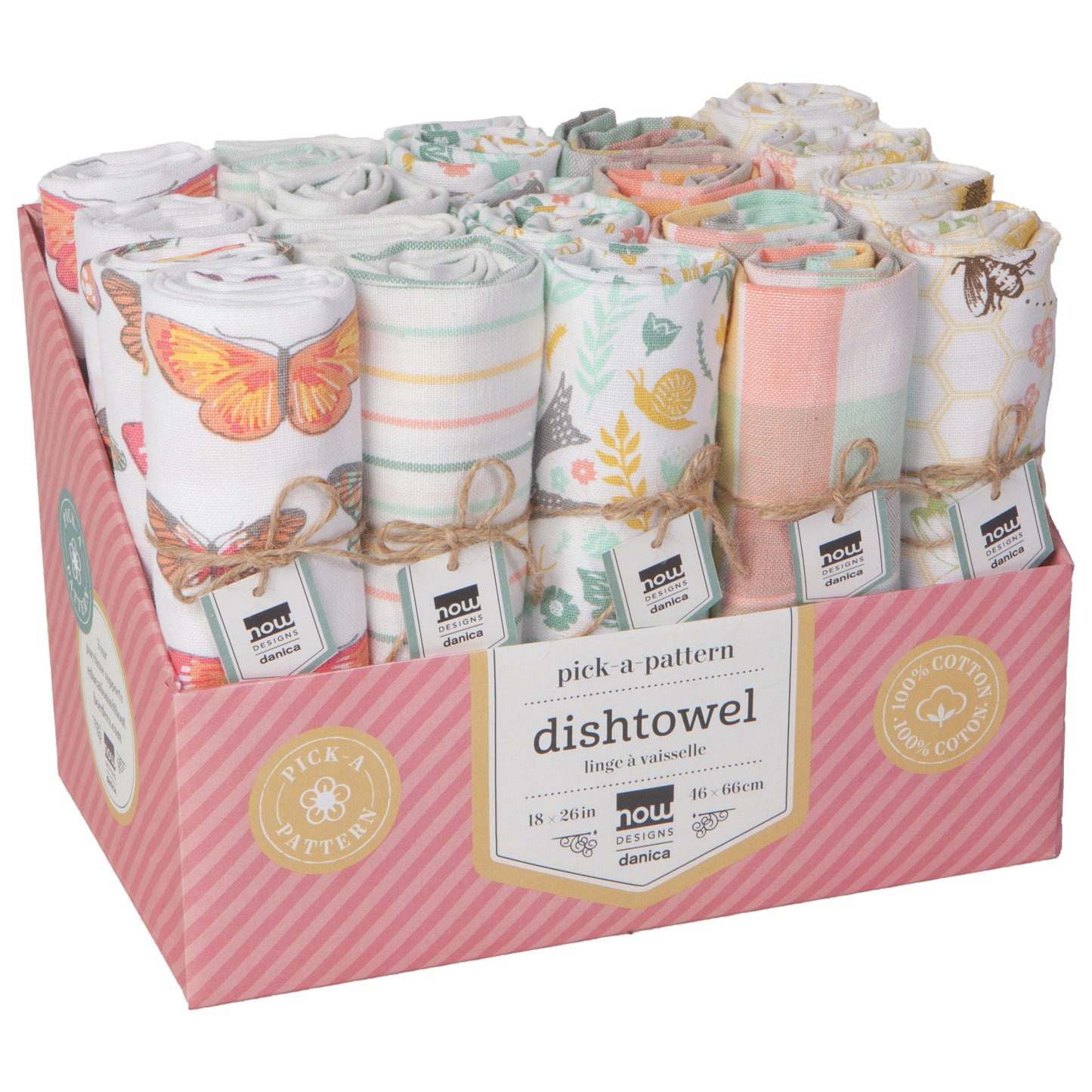 Bees & Butterflies Dishtowel Counter Display - 20 Assorted