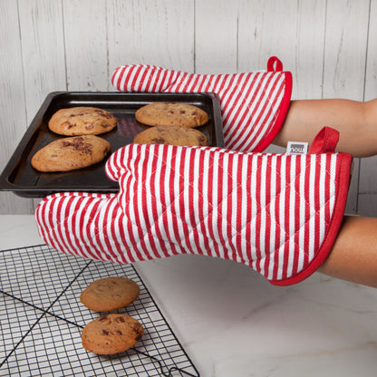 Superior Red Narrow Stripe Oven Mitt