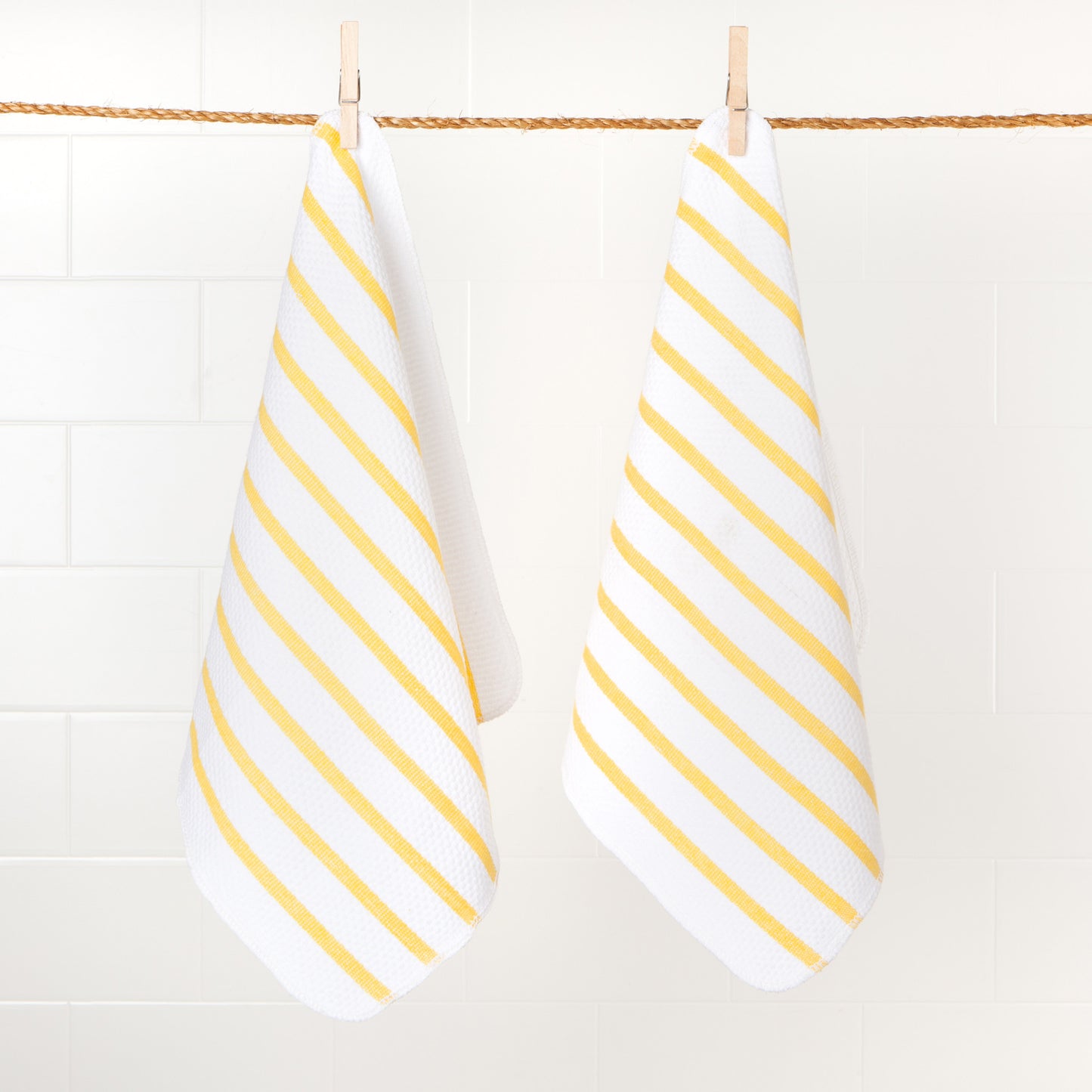 Basketweave Lemon Yellow Dishcloths Set of 2