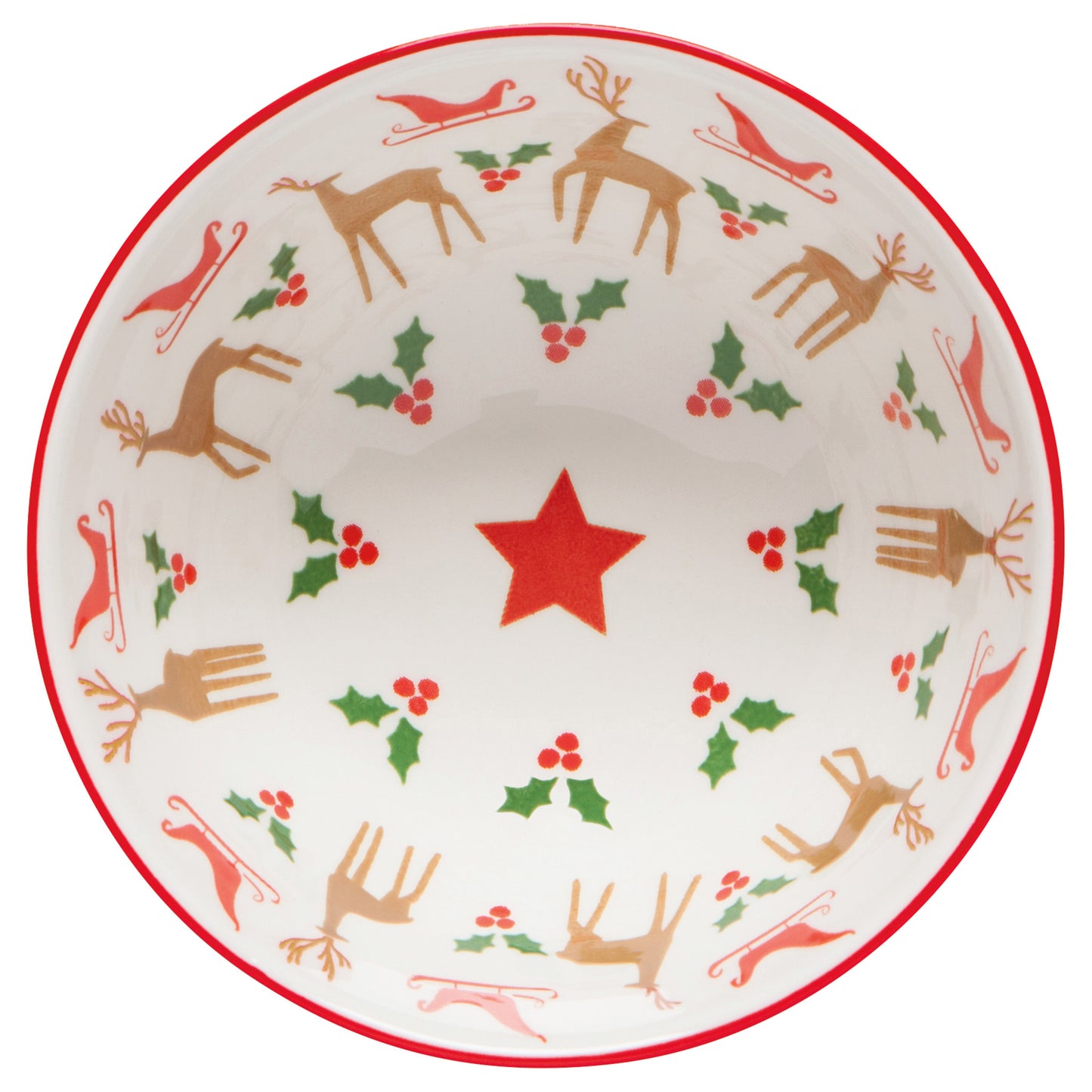 Santa's Reindeer Stamped Christmas Bowl 4 inch