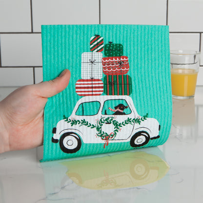 Winter Wheels Dog Swedish Dishcloth