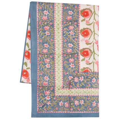 Poppy Block Print Tablecloth 90 x 60 inch