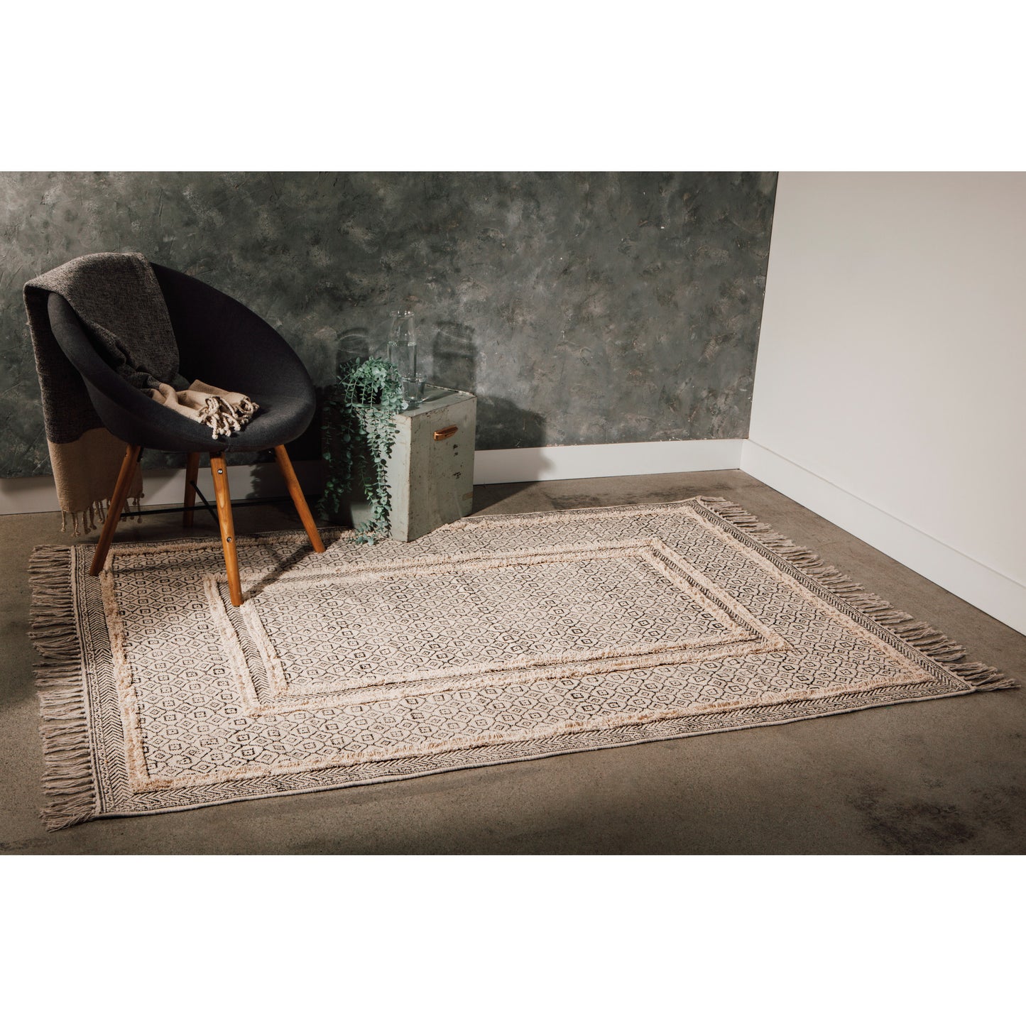 Plaza Block Print Rug 4 x 6 Ft