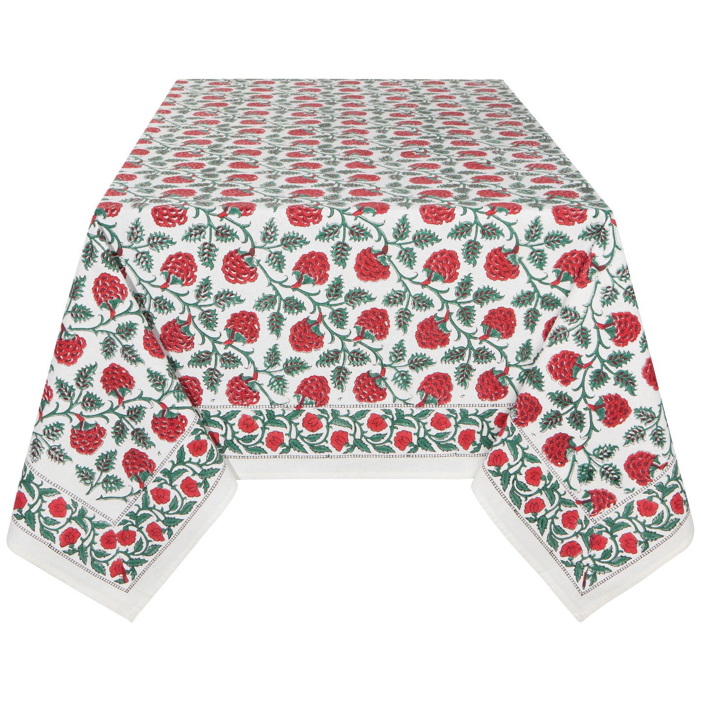 Carnation Block Print Tablecloth 60 x 90 inch