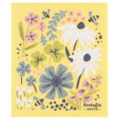 Bees And Blooms Swedish Dishcloth