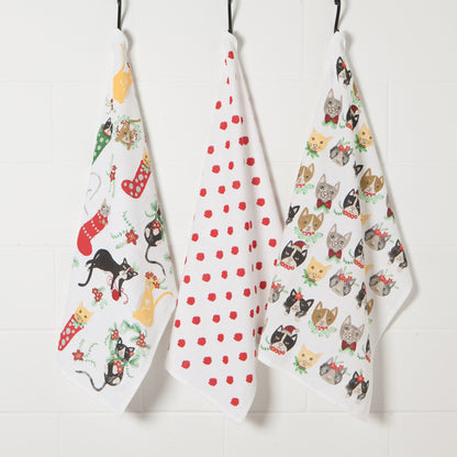 Meowy Christmas Bakers Floursack Dishtowels Set of 3