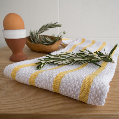 Basketweave Lemon Yellow Dishtowel