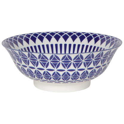Geo Blue Stamped Bowl 8 inch