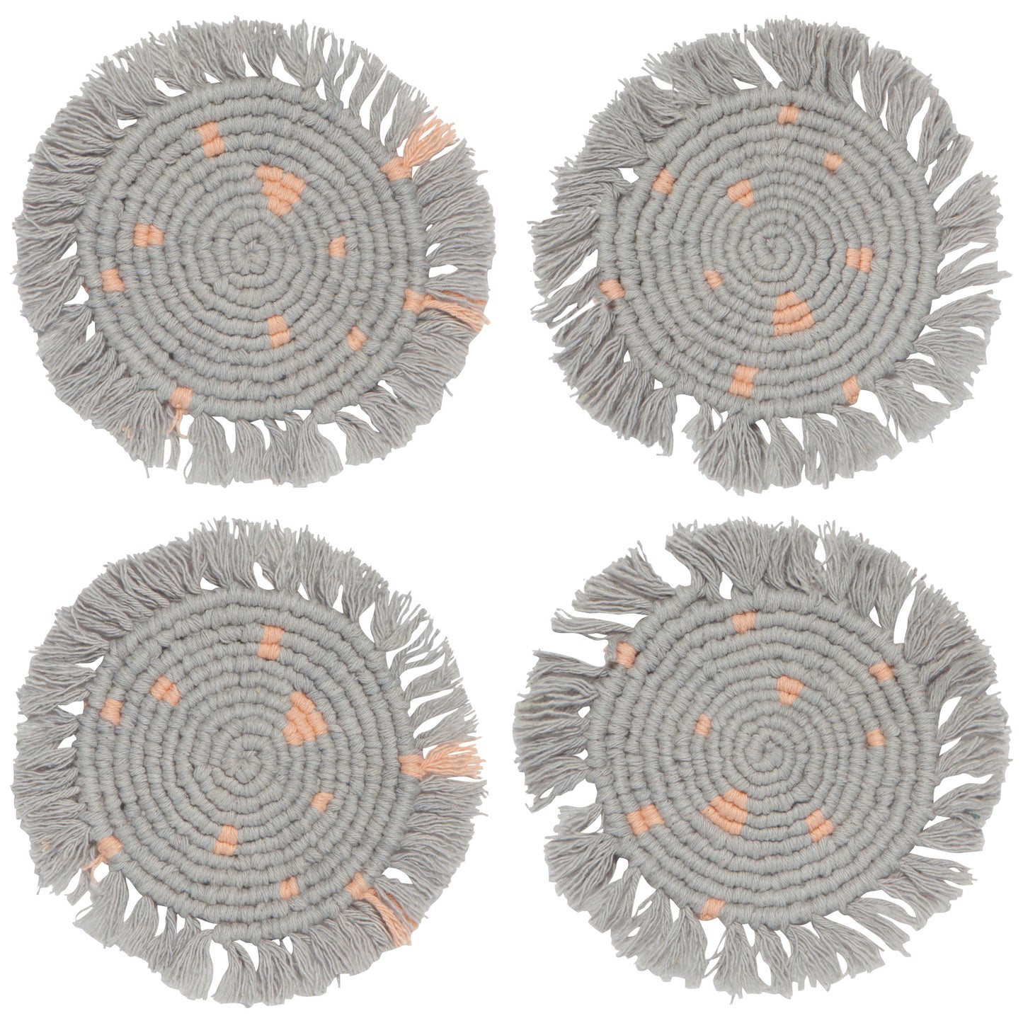 Dove Gray Macrame Coaster Set of 4