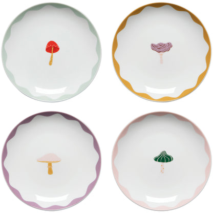 Mushroom Gems Appetizer Plates Set of 4