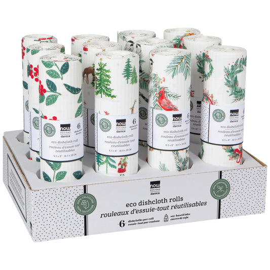 Winter Wonders Christmas Eco Dishcloth Roll Counter Display - 12 assorted