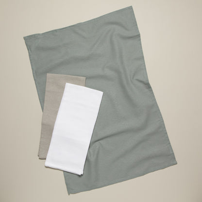 Gray White Moonstruck Floursack Dishtowels Set of 3