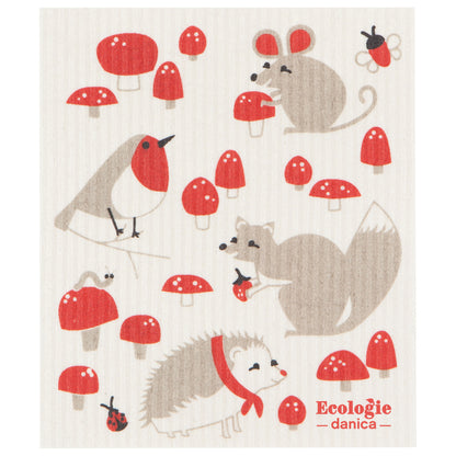 Toadstool Time Swedish Dishcloth