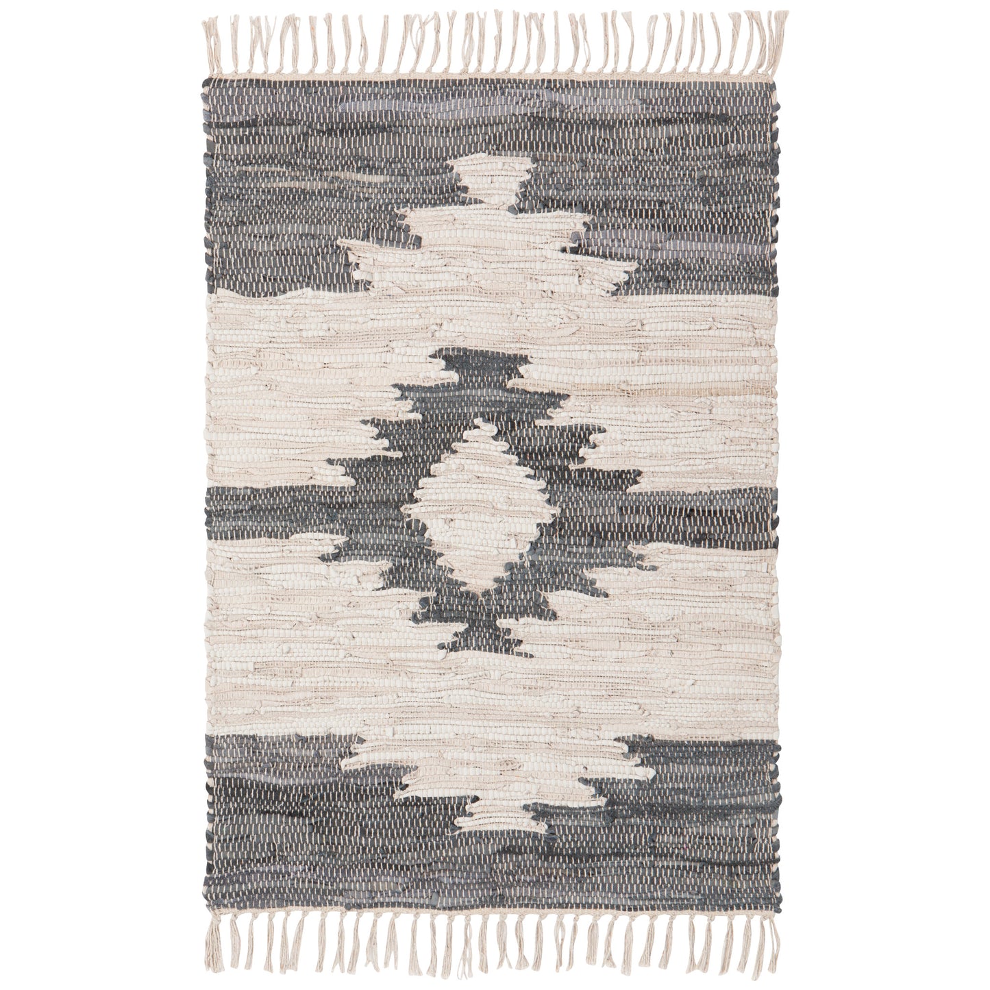 Step Recycled Leather Chindi Rug 2 x 3 ft