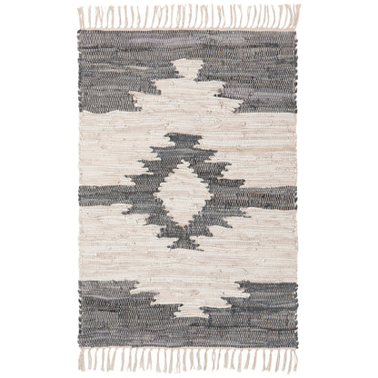 Step Recycled Leather Chindi Rug 2 x 3 ft