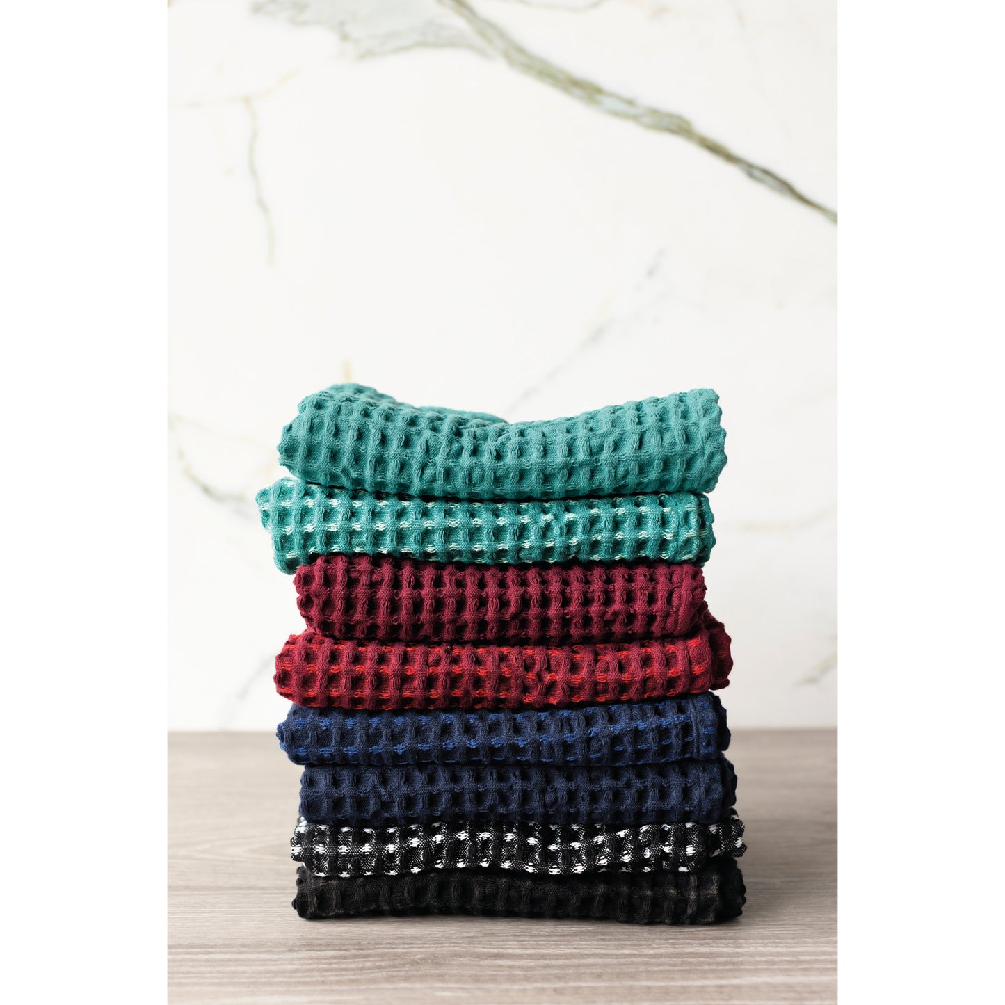 Recycled Cotton 2nd Spin Black Waffle Dishtowel Set of 2