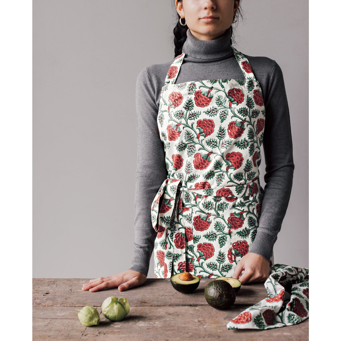 Carnation Block Print Dishtowel