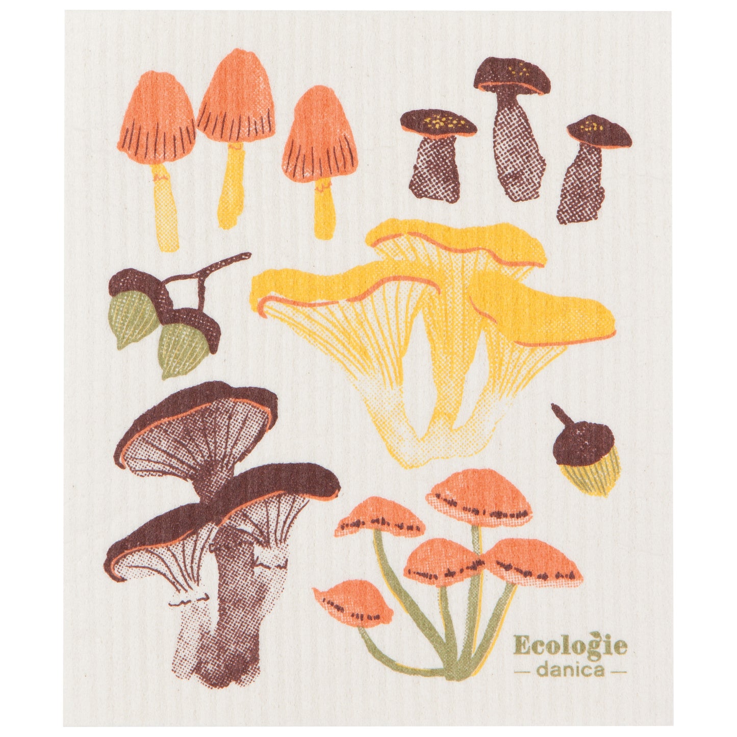 Field Mushrooms Swedish Dishcloth