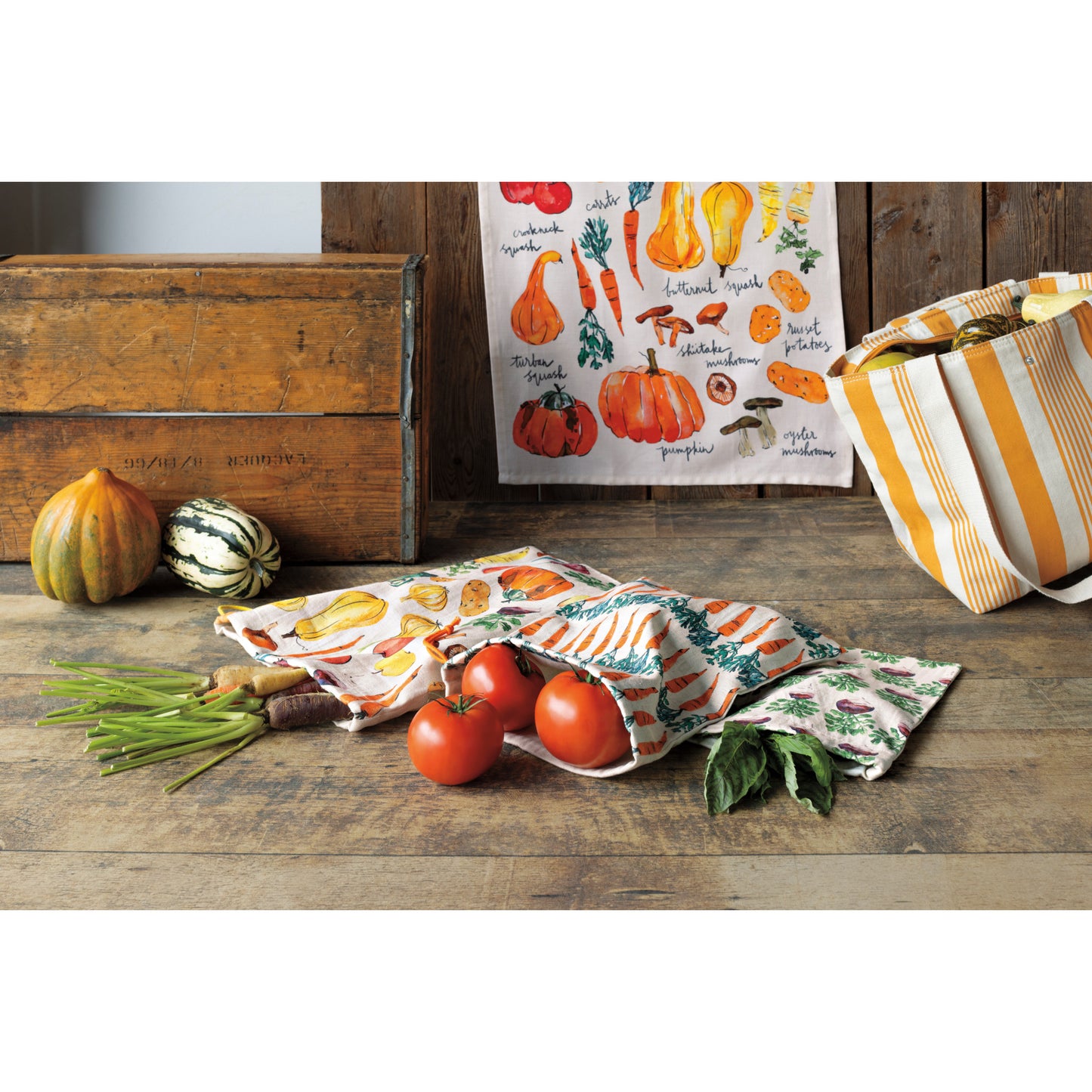 Ochre Stripe Folding Insulated Tote