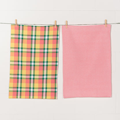 Recycled Cotton 2nd Spin Plaid Meadow Dishtowels Set of 2