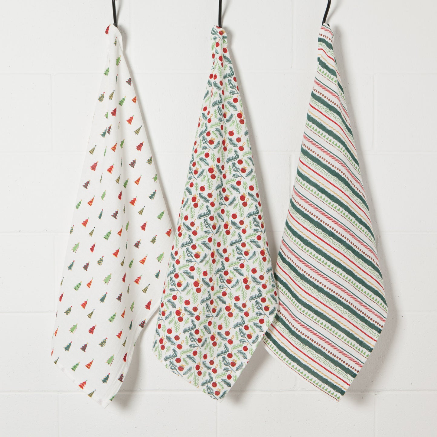 Merry And Bright Baker's Floursack Dishtowels Set of 3