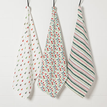 Merry And Bright Baker's Floursack Dishtowels Set of 3
