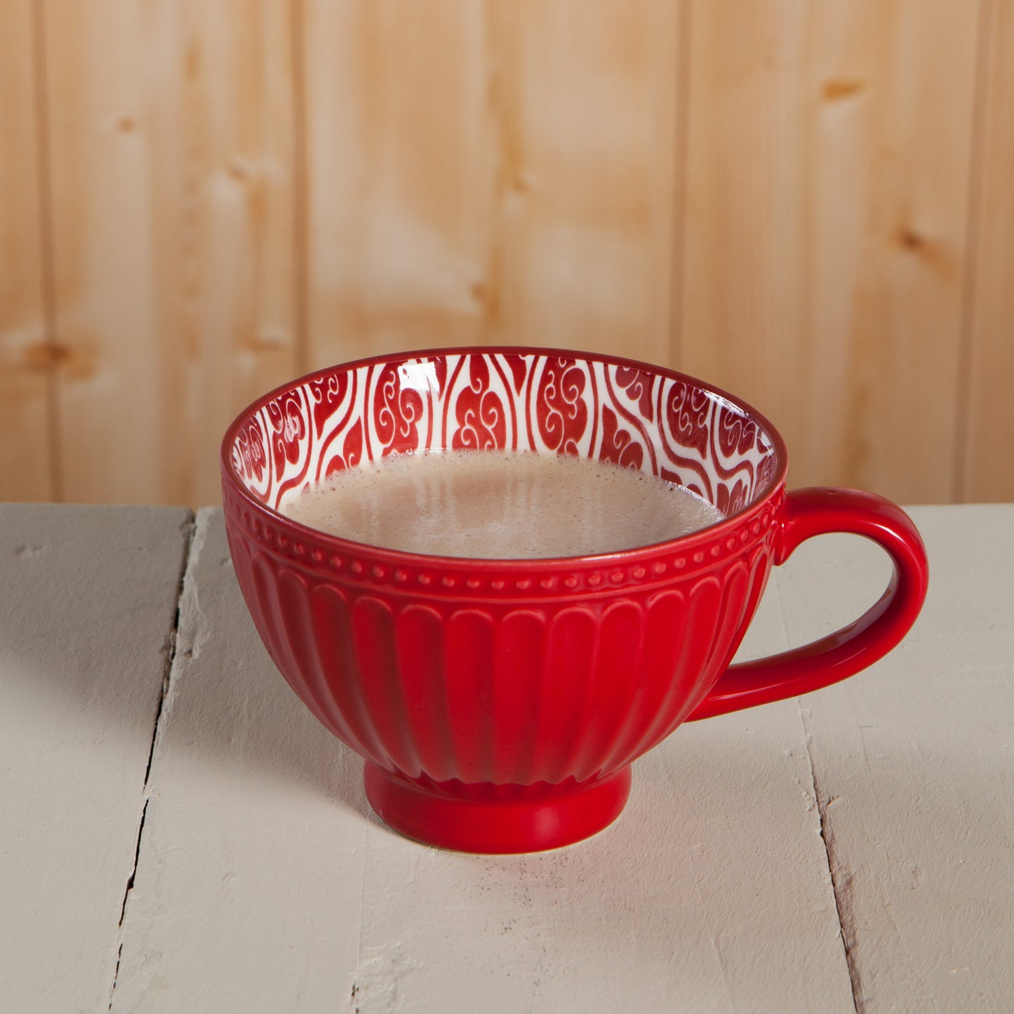 Carmine Stamped Latte Mug