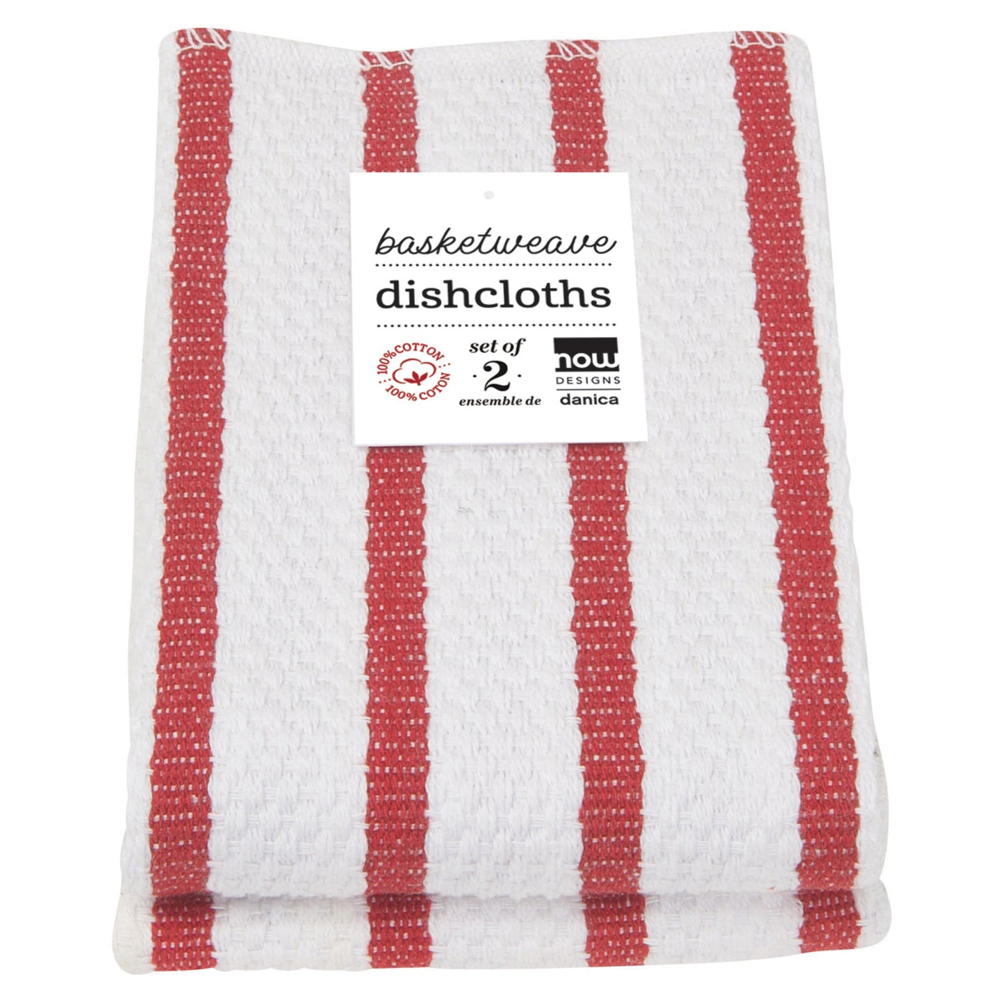 Basketweave Red Dishcloths Set of 2