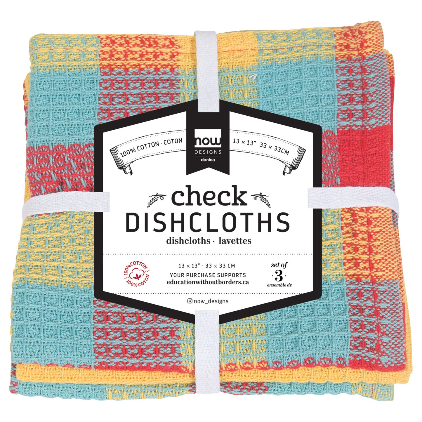 Check-it Dishcloths Sets of 3 - 48 sets in Display Basket