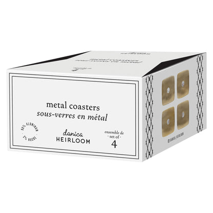 Nacre-Gold Metal Coasters Set of 4