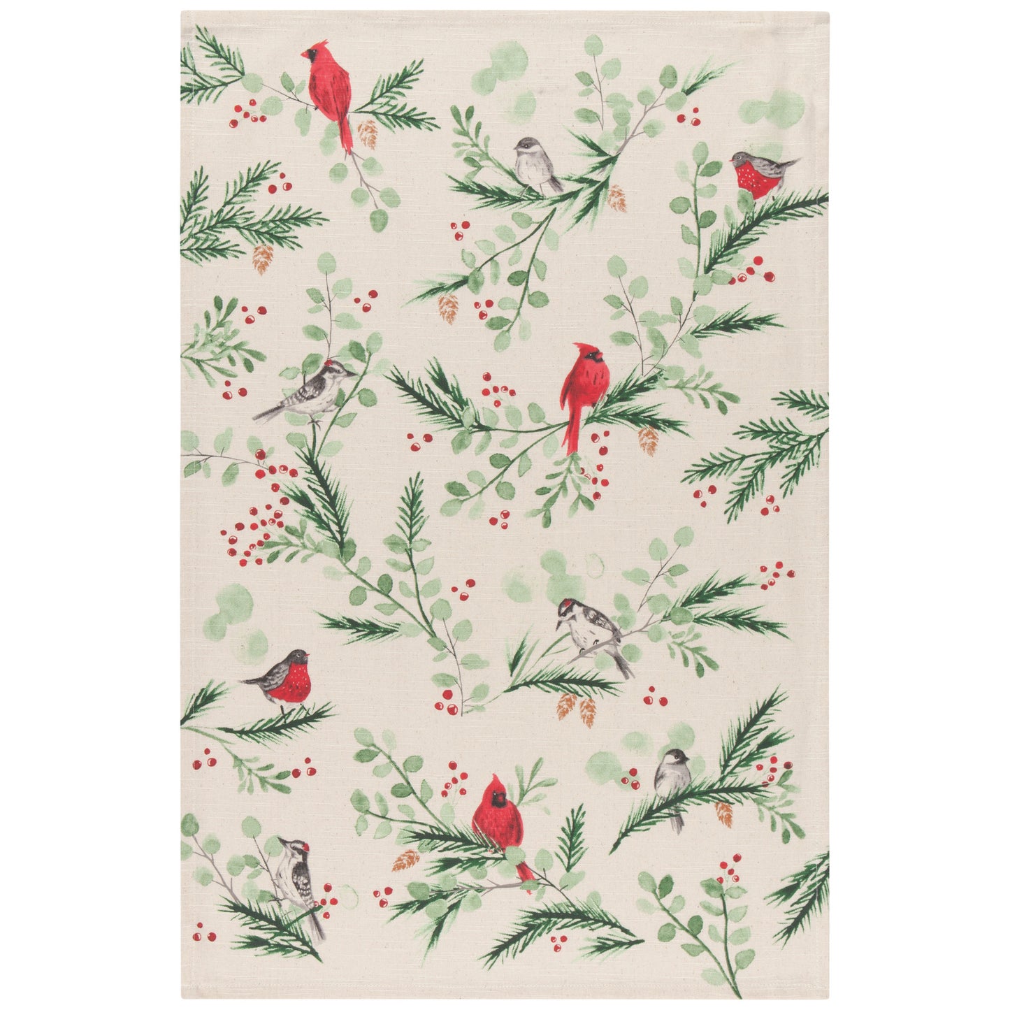 Forest Birds Christmas Dishtowel