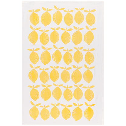 Lemon Print Yellow Floursack Dishtowels Set of 2