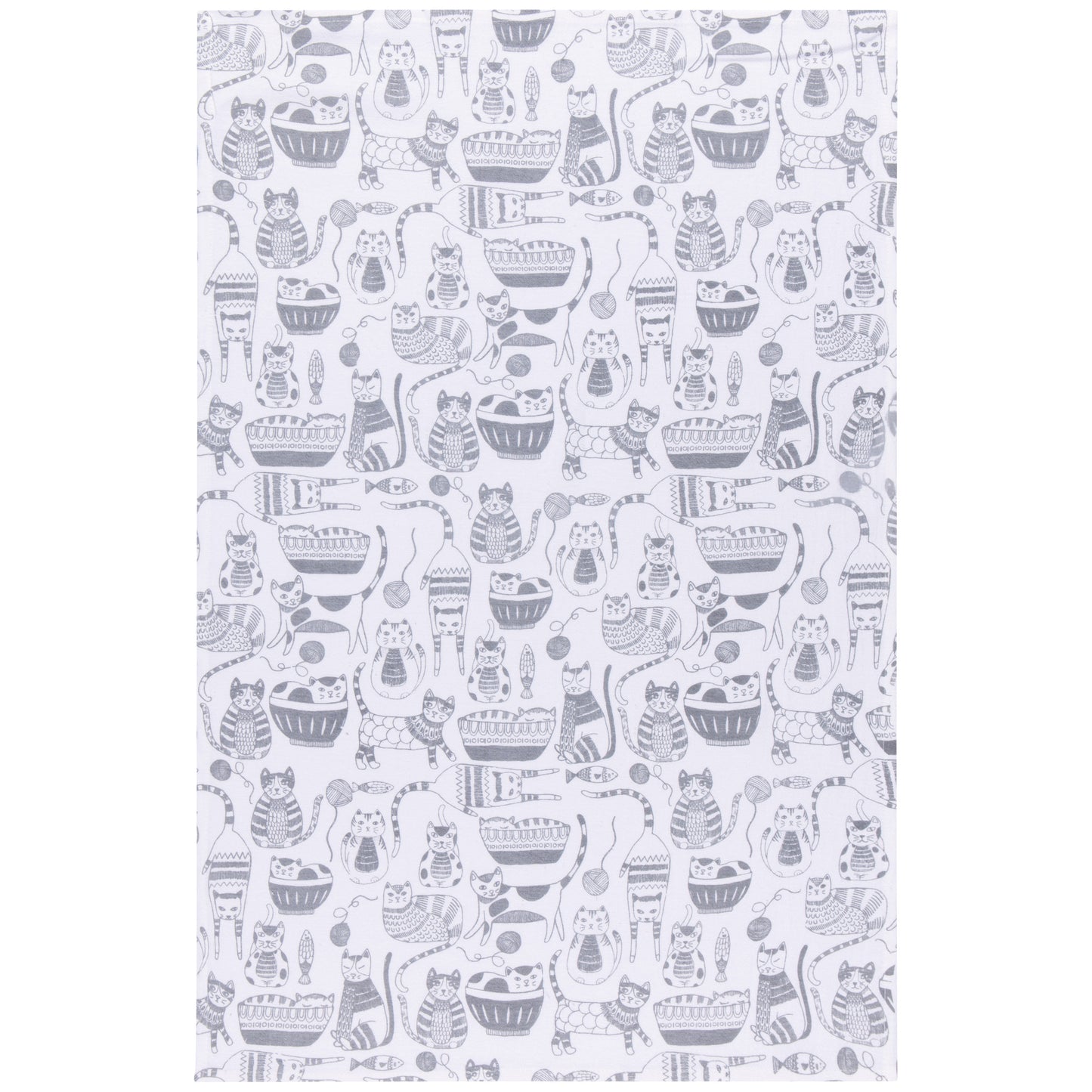Cat Print London Gray Floursack Dishtowels Set of 2