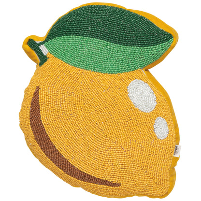 Citrus Burst Beaded Throw Pillow